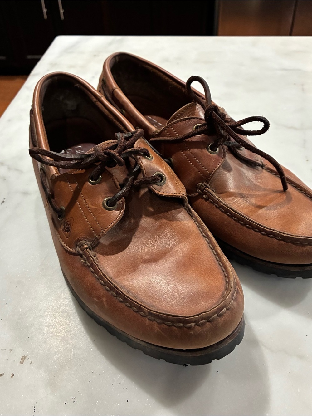 Florsheim Brown Leather Lace-Up Boat Shoes Size 9